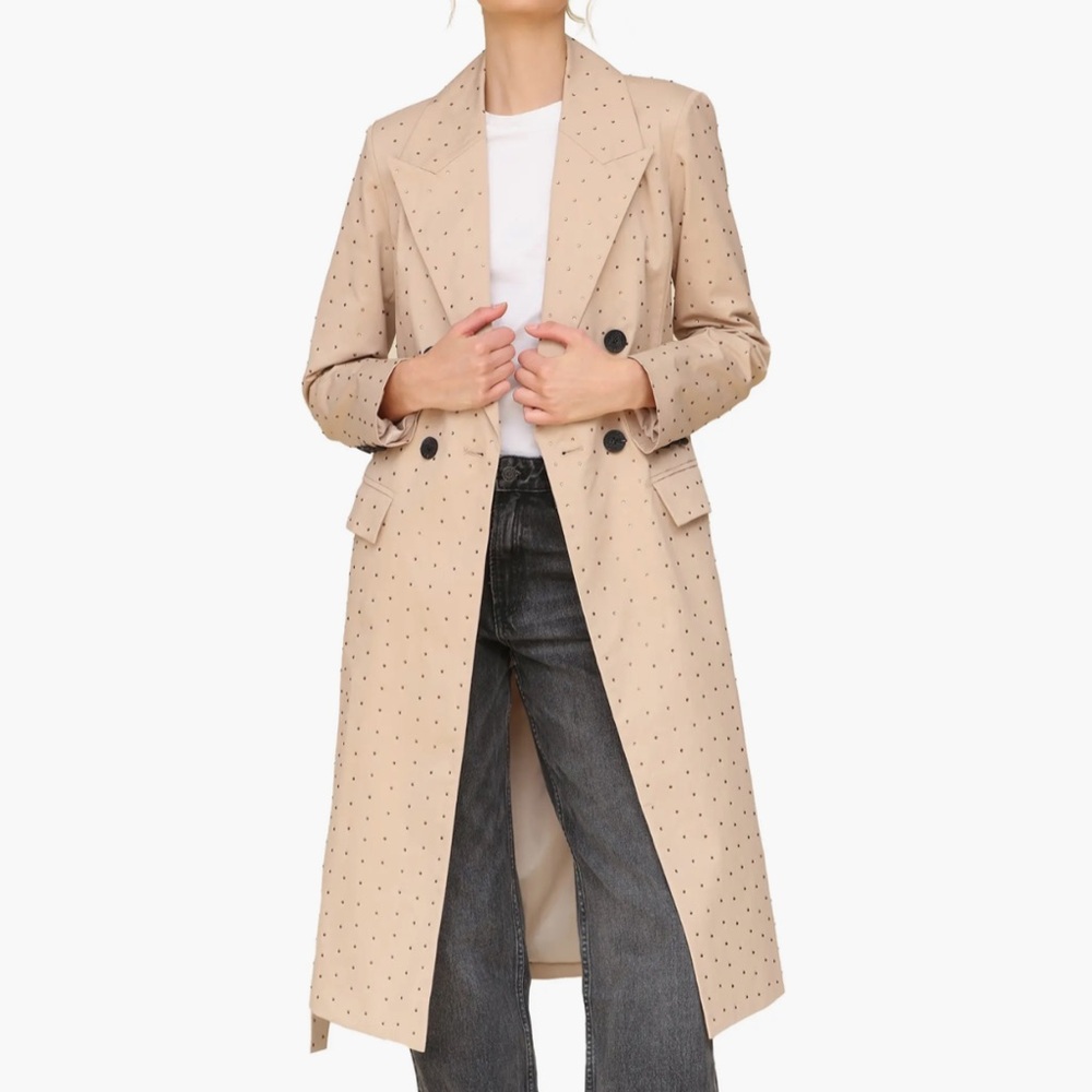 NWT Avec Les Filles Rhinestone Trench Coat